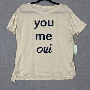 Dept 222 New West Tee Mixed Fabrics Sz PS Light Beige T Shirt You Me Oui